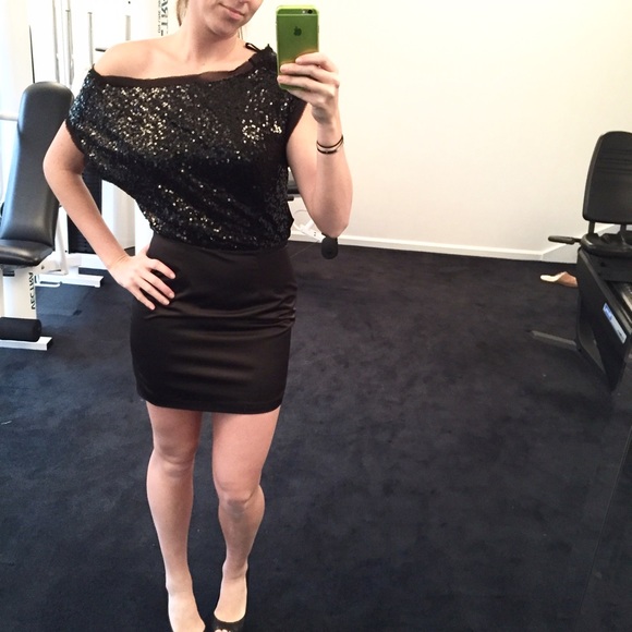 BCBG black sequined dress!