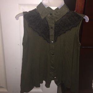 Dark green and black button down shirt