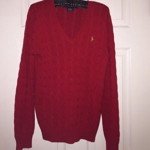 Red polo sweater