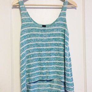 Turquoise striped knitted tank