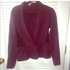 Maroon jacket with black see through sides