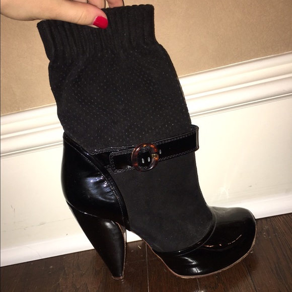 Marc Jacobs black patent leather and fabric heels