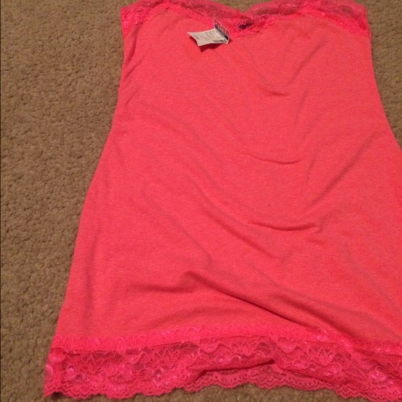 Deb neon pink lace undershirt top extra large