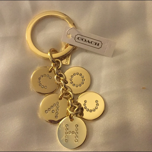 NWT Coach Goldtone Leather Key Fob