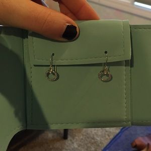 Circular fake diamond earrings