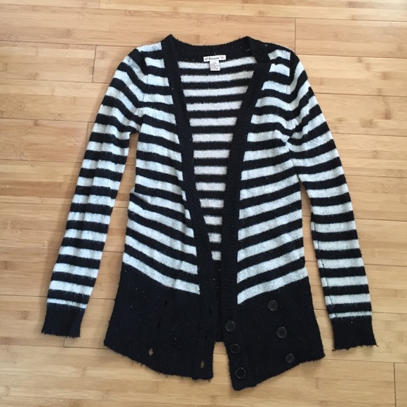 Long Knit Stripe Cardigan