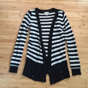 Long Knit Stripe Cardigan