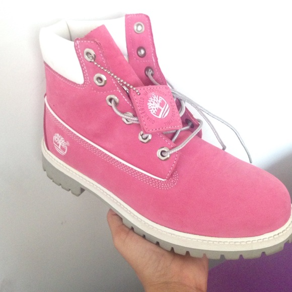 Pink timberland boots