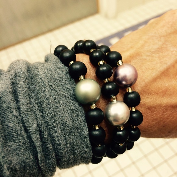 Ebony and pearl bracelets