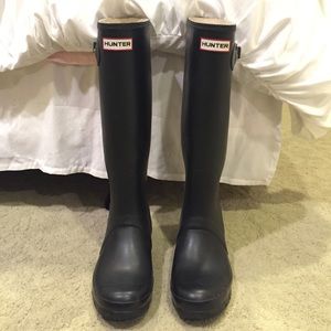 Tall black hunter rain boots authentic