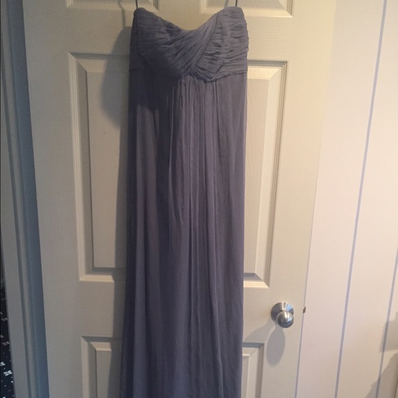 Amsale slate long bridesmaid dress