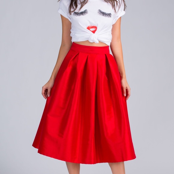 GoJane Red Pleated Skirt