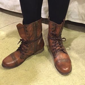 Brown Steve Madden combat boots