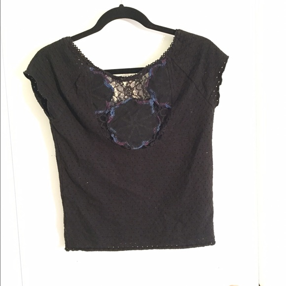 Free People Lace Crochet Shirt