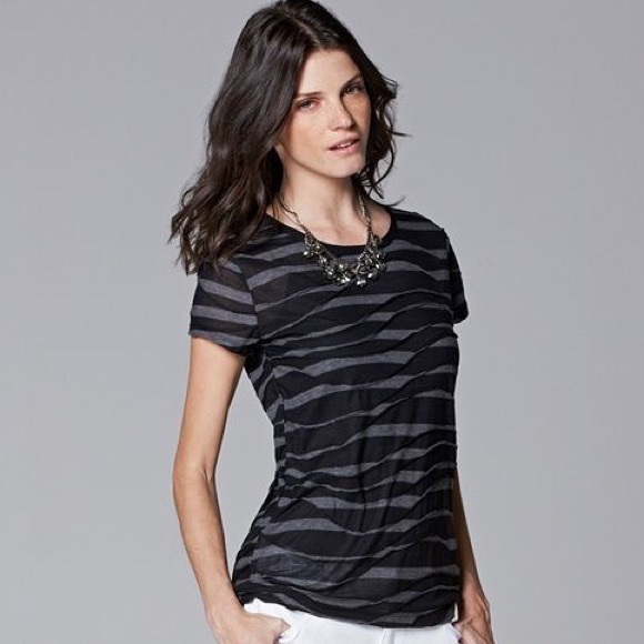 Simply Vera Wang Wavy Striped Jacquard T-Shirt - Picture 4 of 4