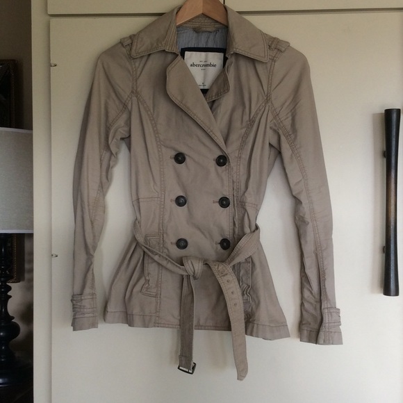 Abercrombie Khaki Military Trench Coat