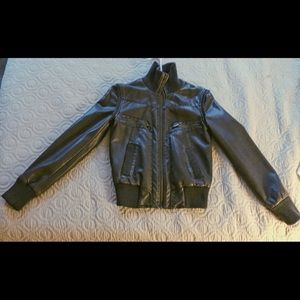 BDG Vegan Leather Grey Bomber Jacket