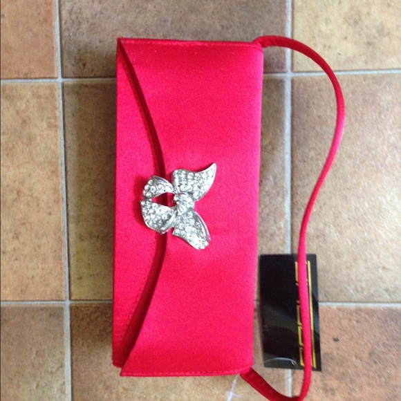 Red Satin Jeweled Handbag