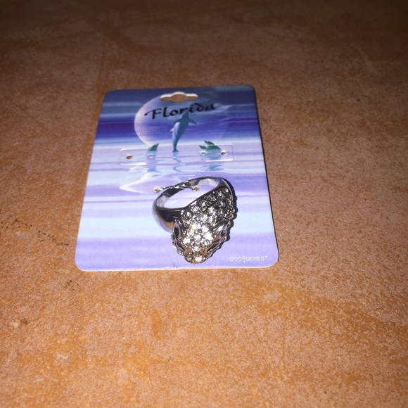 Jaguar Cocktail Ring with Black Rhinestones.