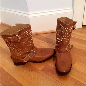 Zara New leather studded ankle boots 7us/37eu