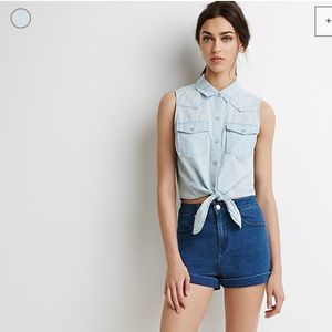 NEW 2015 knotted denim shirt Forever21 small