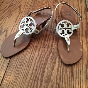 Tory Burch white low heel sandals