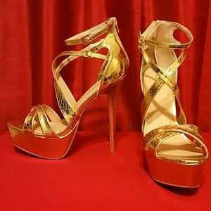Sexy Gold Snake Print Stilettos