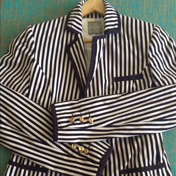 Navy Blue Striped Jacket