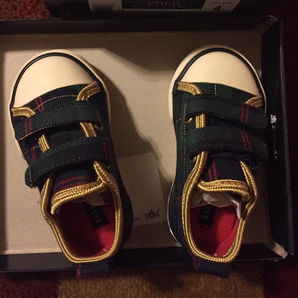 Ralph Lauren navy tartan plaid sneakers - Picture 2 of 3