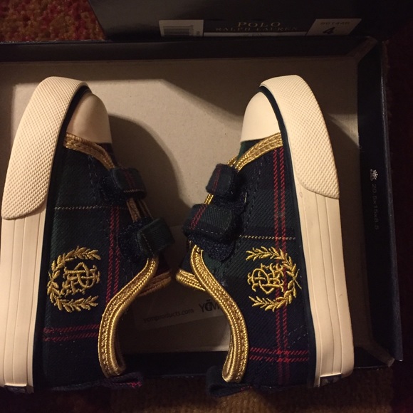 Ralph Lauren navy tartan plaid sneakers - Picture 3 of 3