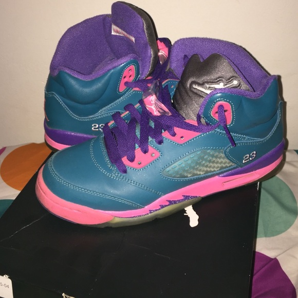 Air Jordan 5 Retro ( Girls ) Teal - Picture 2 of 3