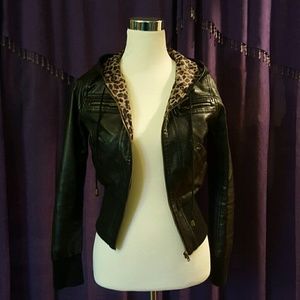 Leather Jacket With Hood