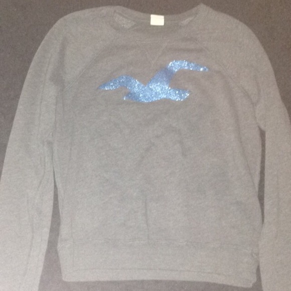 Gray Hollister Sweater with blue shiny logo