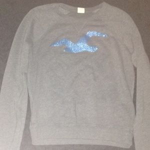 Gray Hollister Sweater with blue shiny logo