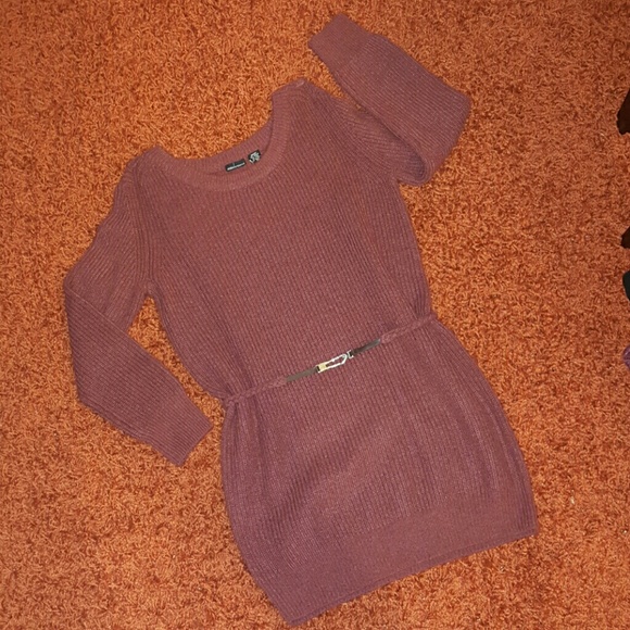 Moda International Belted Sweater Dress