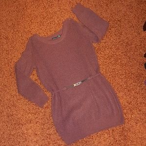 Moda International Belted Sweater Dress