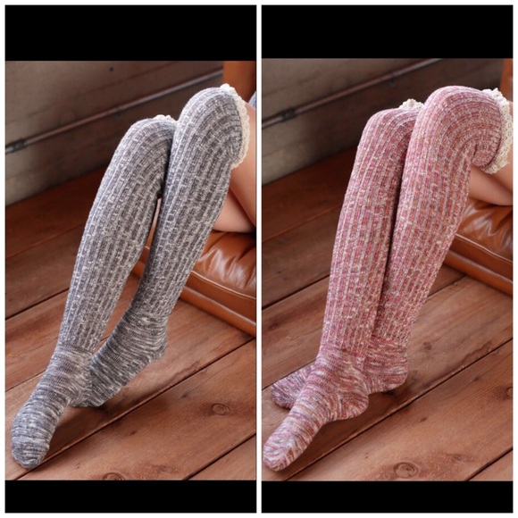 🆕 Boho Over the Knee Socks with Lace Trim! - Picture 2 of 4