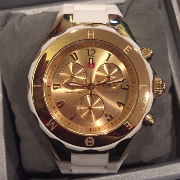 Michele Watch! White Jelly Band with Gold Face.