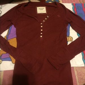 Abercrombie & Fitch Burgundy red Henley top