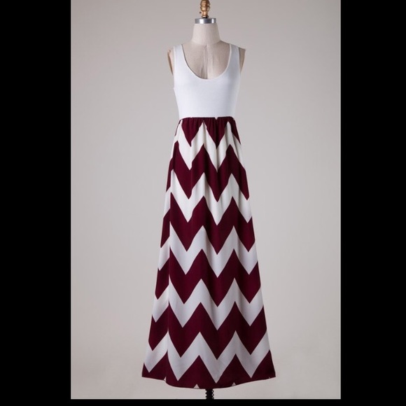 🆕 Gorgeous Maxi Dress with Tank Top Chevron Skirt - Picture 2 of 4