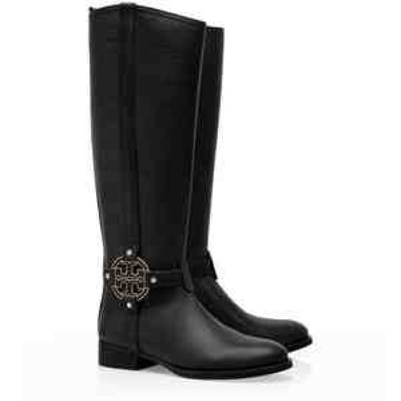 SOLD: Tory Burch Amanda Logo Riding Boots