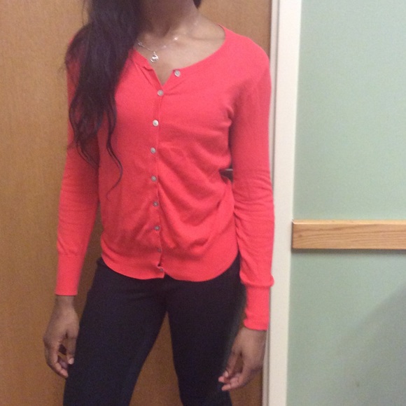 Old navy bright orange cardigan - Picture 2 of 3