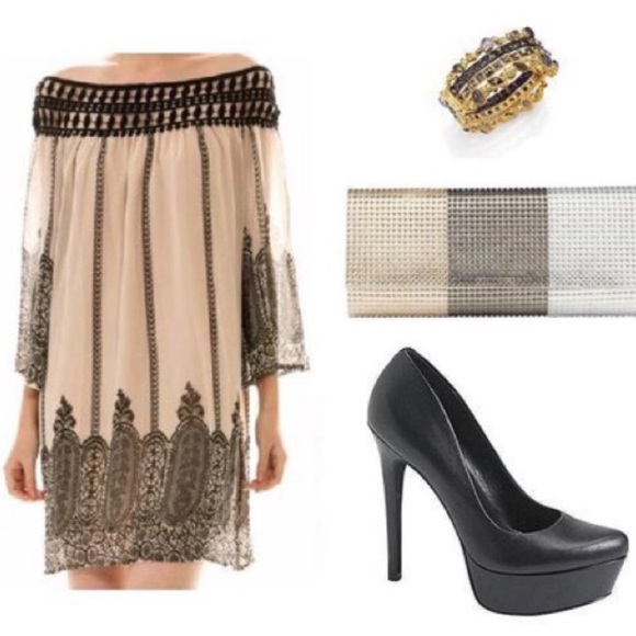 🌺HP 6/24🌺CROCHET TRIM OFF SHOULDER DRESS/TUNIC - Picture 3 of 4