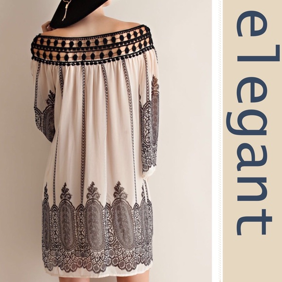 🌺HP 6/24🌺CROCHET TRIM OFF SHOULDER DRESS/TUNIC - Picture 2 of 4