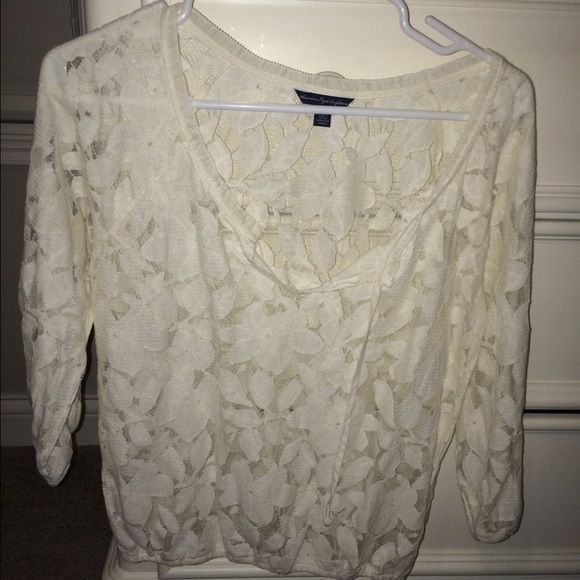 American eagle quarter sleeve lace top - Picture 1 of 2