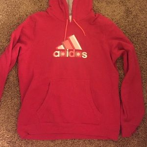 Pink white and grey adidas hoodie