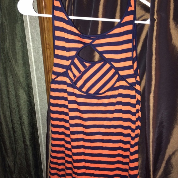 Orange & Navy Back Cut Out Dress - Picture 2 of 3