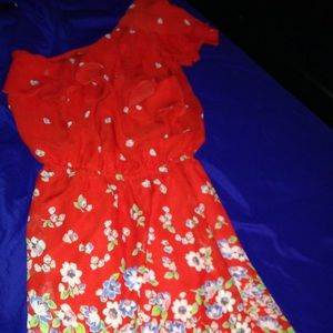 short floral one-shoulder dress