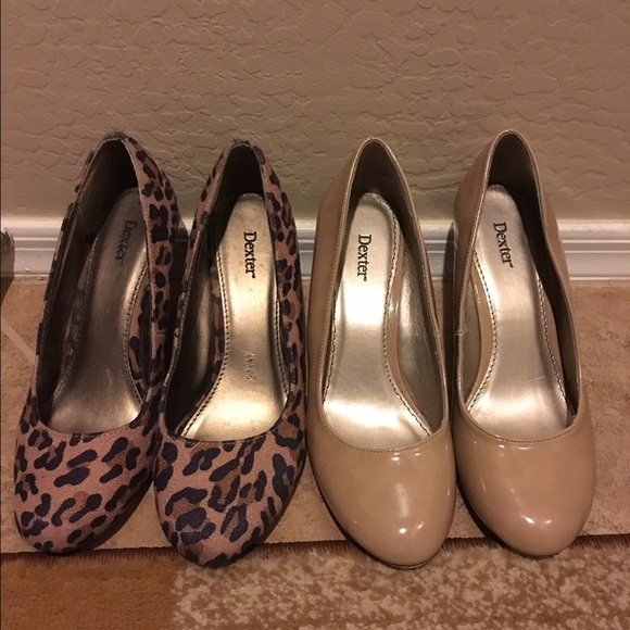 Both included. Small wedges. Tan & leopard print.