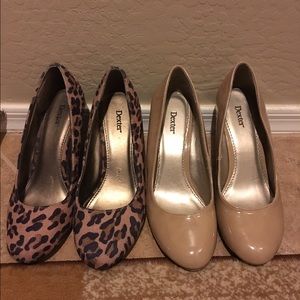 Both included. Small wedges. Tan & leopard print.